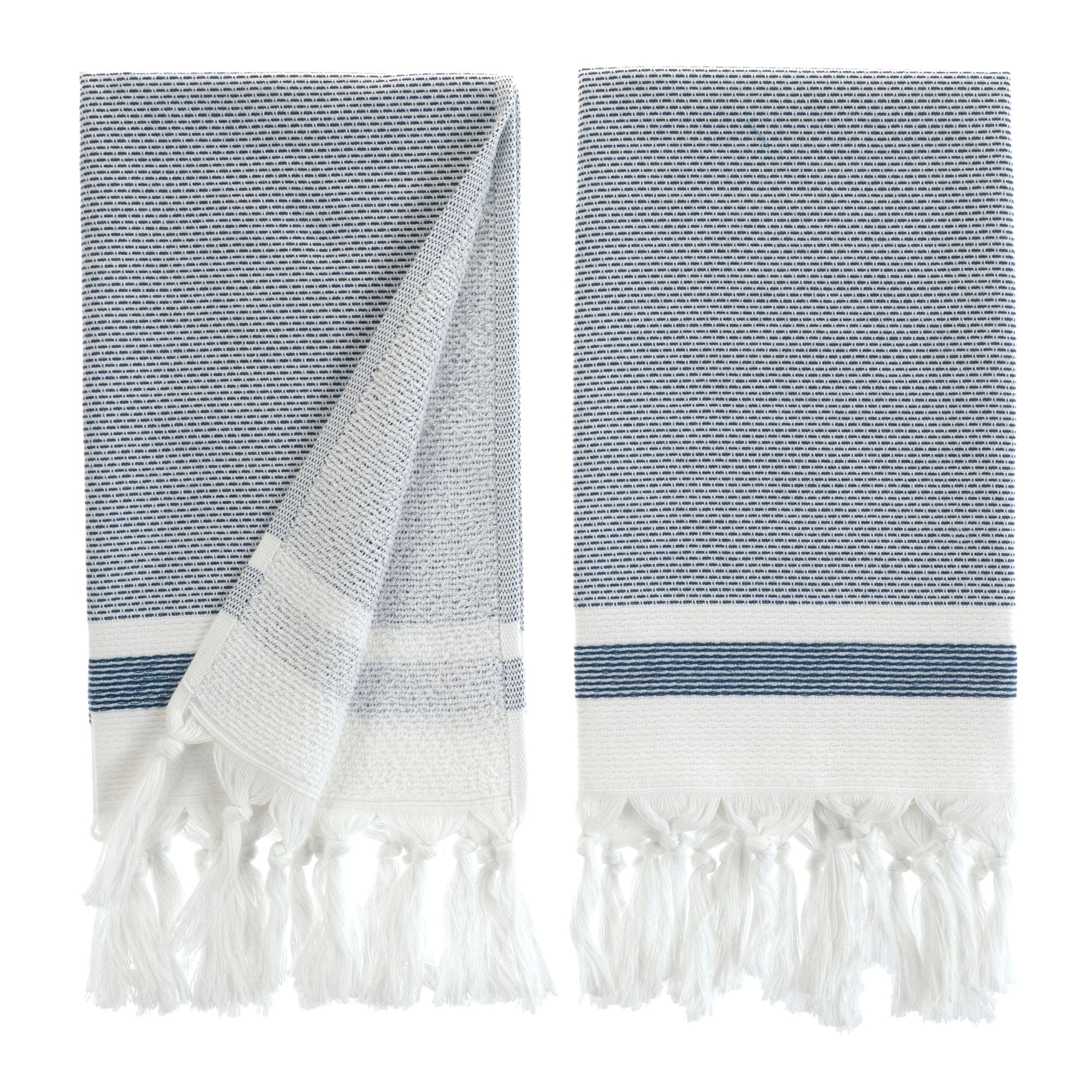 Cotton Hand & Kitchen Towel Set – Woven & Terry, Set of 2