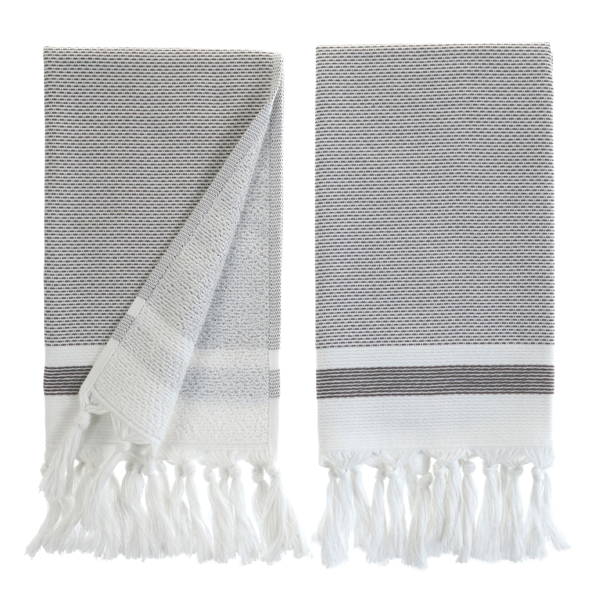 Cotton Hand & Kitchen Towel Set – Woven & Terry, Set of 2