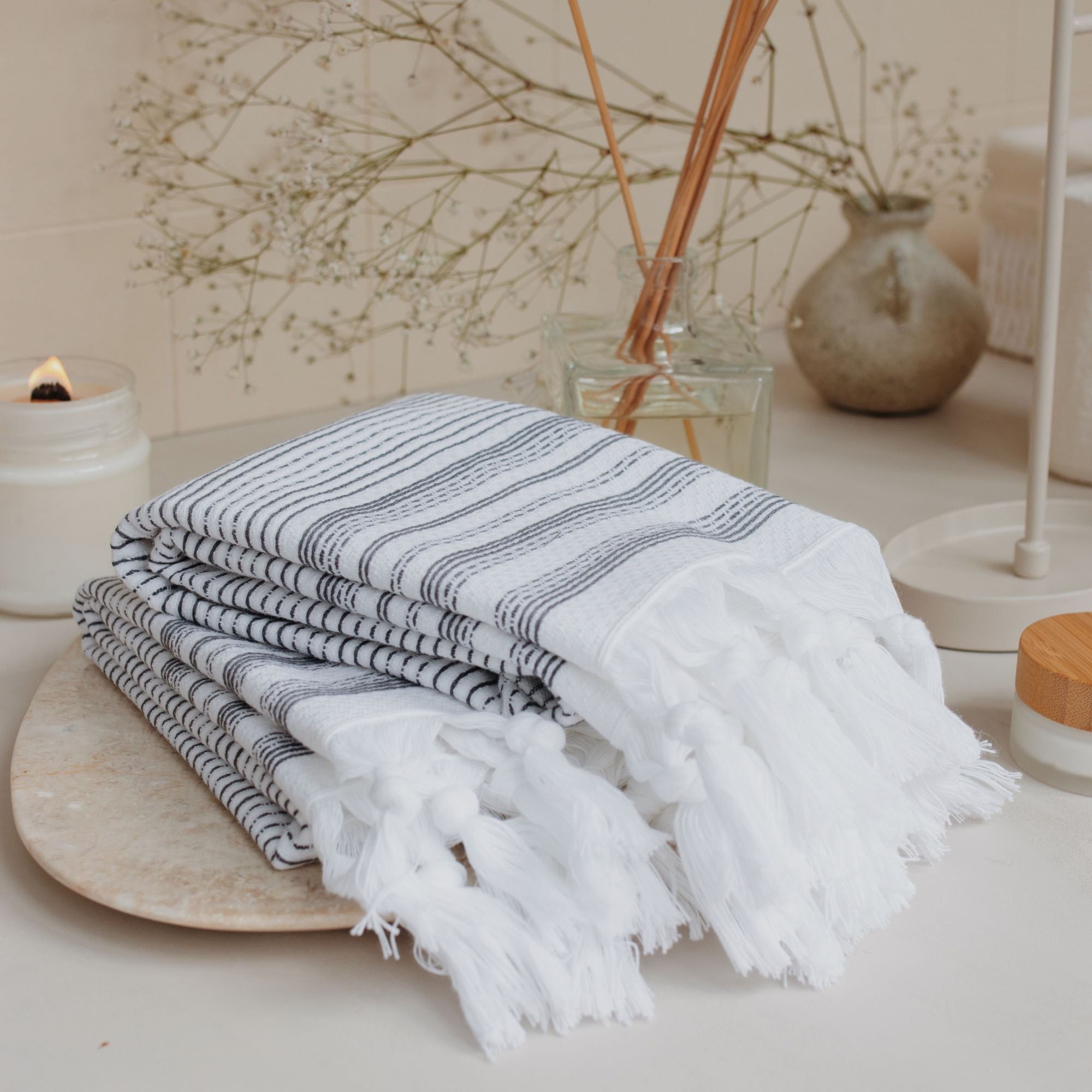 Cotton Hand Towel – Set of 2, Woven & Terry