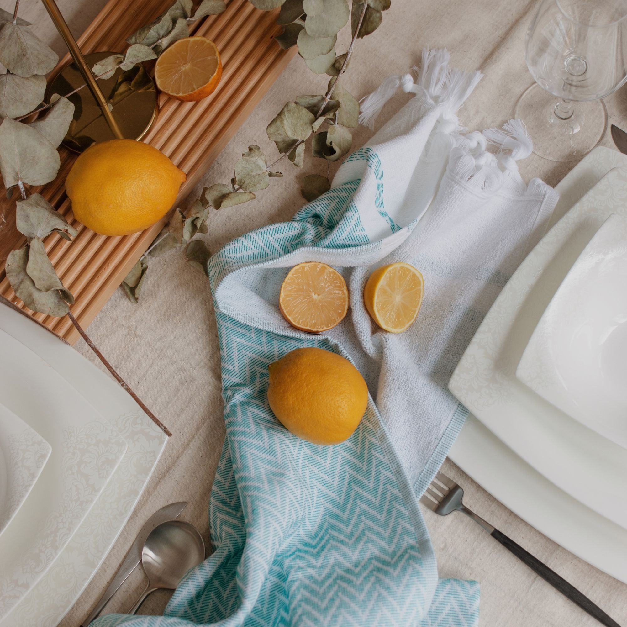 Zigzag Pattern Cotton Hand, Face & Kitchen Towel – Set of 2