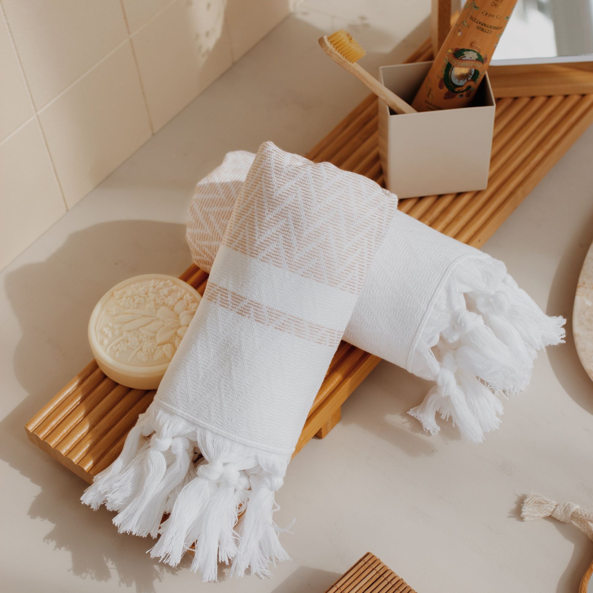 Zigzag Pattern Cotton Hand, Face & Kitchen Towel – Set of 2