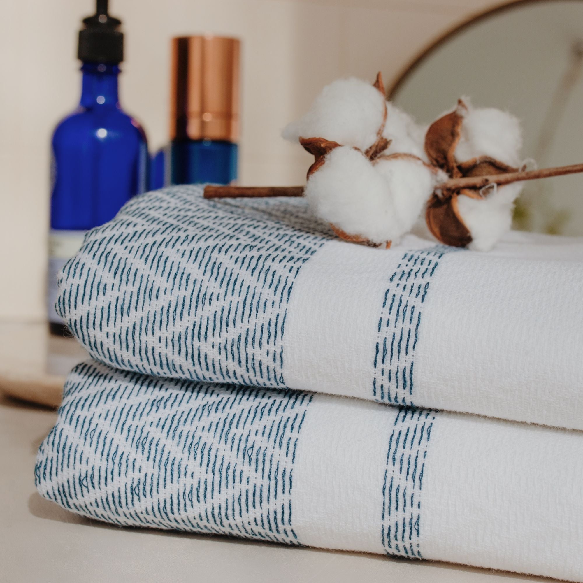 Zigzag Pattern Cotton Hand, Face & Kitchen Towel – Set of 2