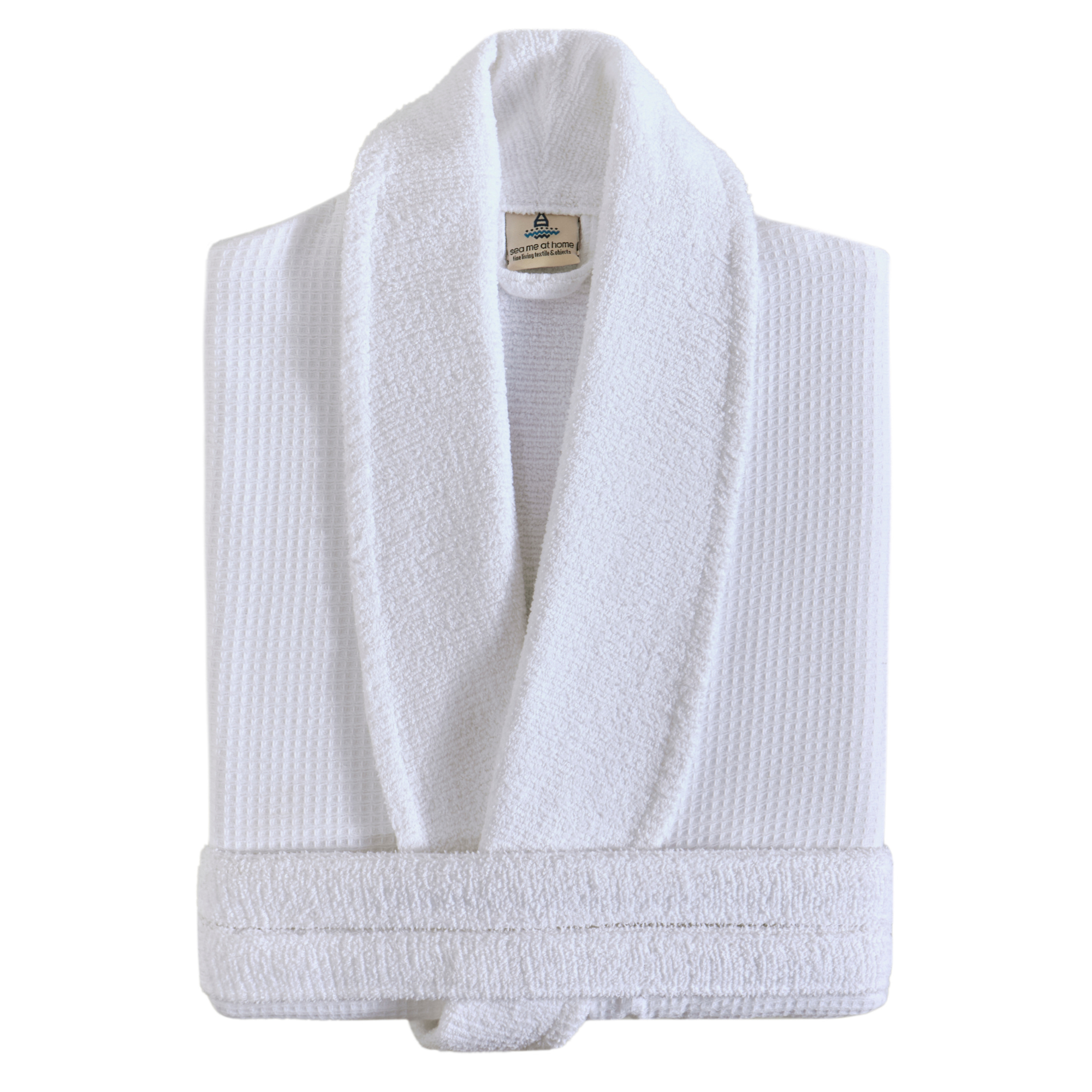 Turkish Cotton Waffle Bathrobe with Plush Terry Inside | Shawl Collar Robe