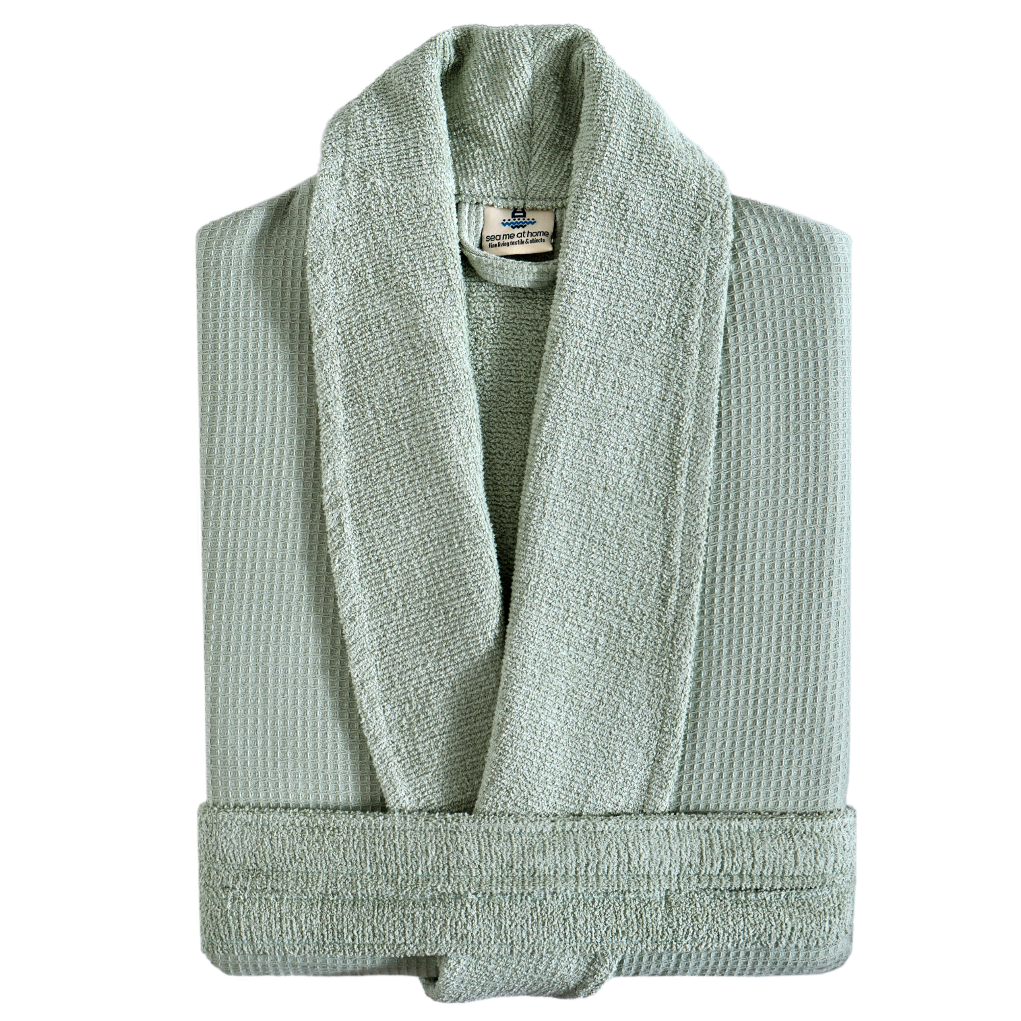Turkish Cotton Waffle Bathrobe with Plush Terry Inside | Shawl Collar Robe