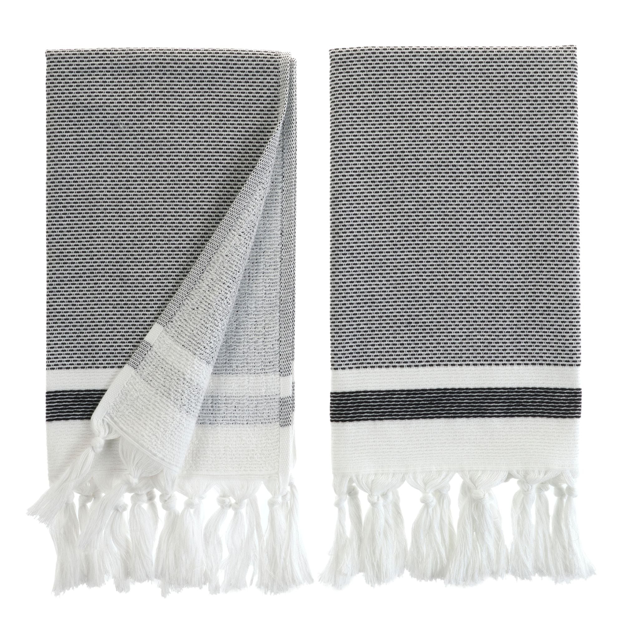 Cotton Hand & Kitchen Towel Set – Woven & Terry, Set of 2