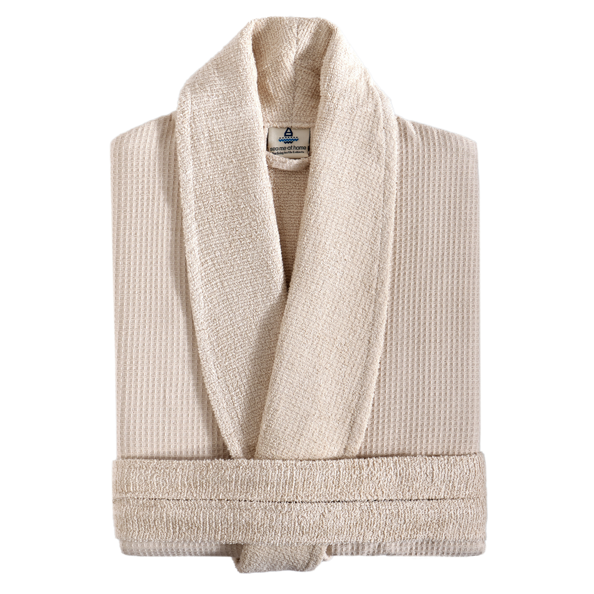 Turkish Cotton Waffle Bathrobe with Plush Terry Inside | Shawl Collar Robe
