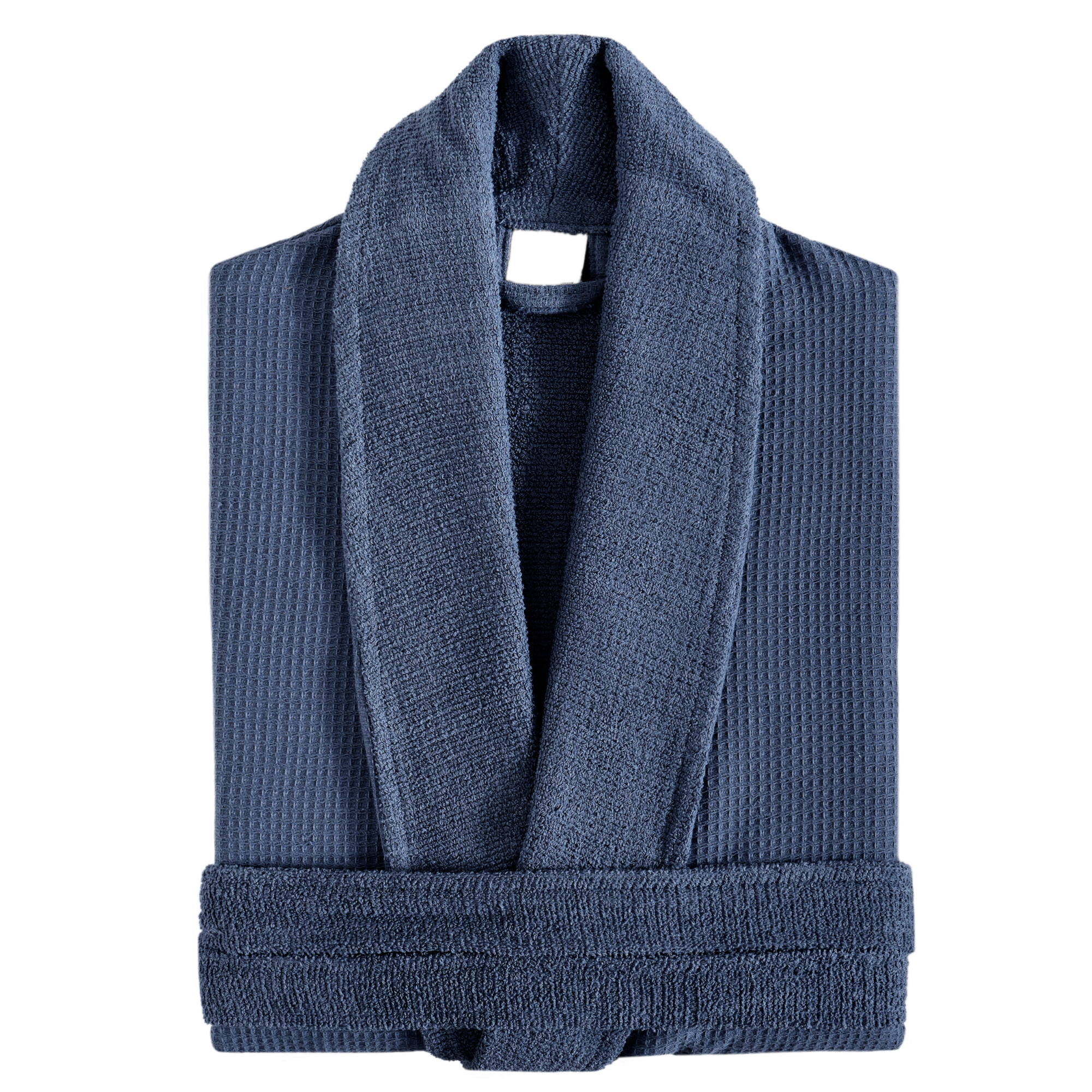 Turkish Cotton Waffle Bathrobe with Plush Terry Inside | Shawl Collar Robe
