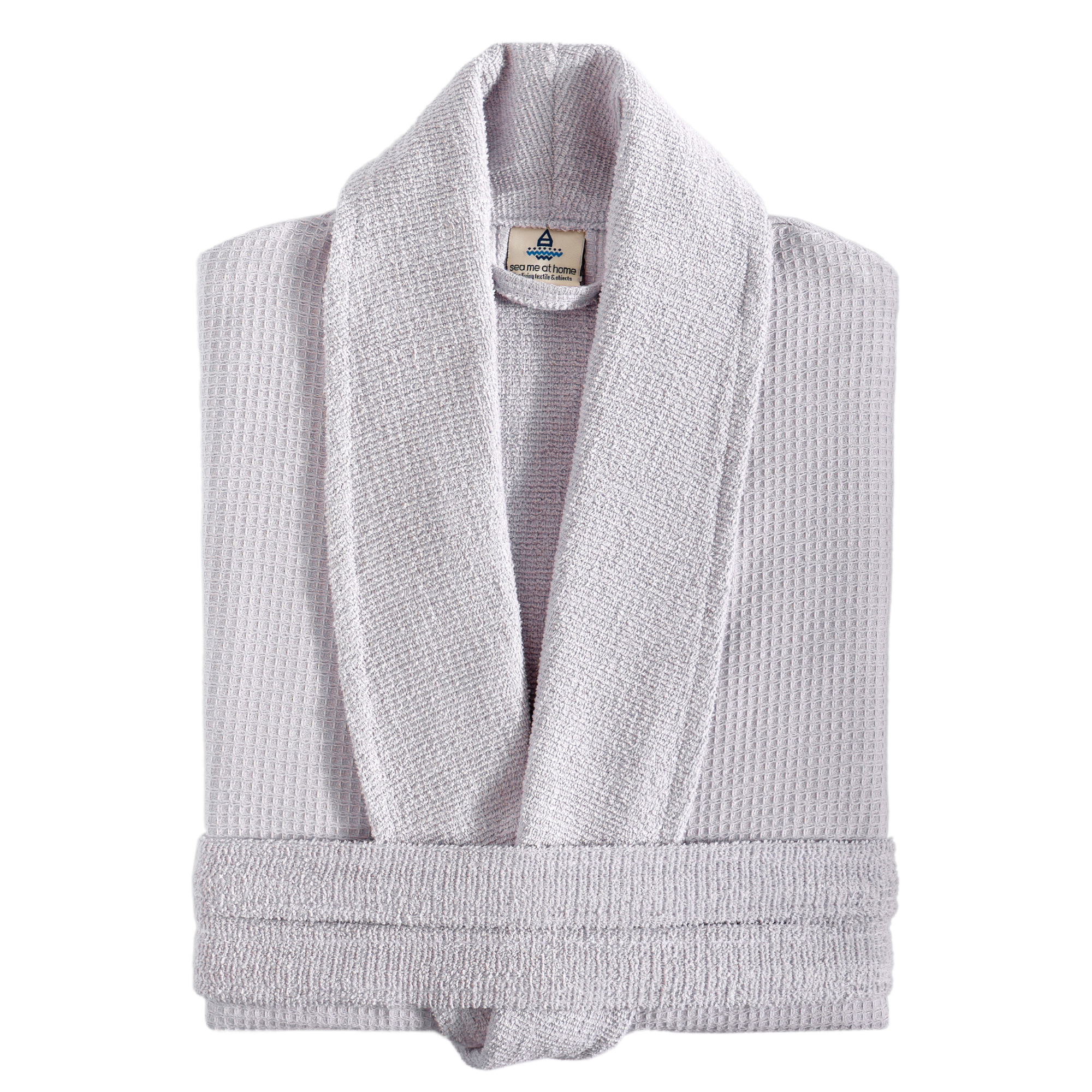 Turkish Cotton Waffle Bathrobe with Plush Terry Inside | Shawl Collar Robe
