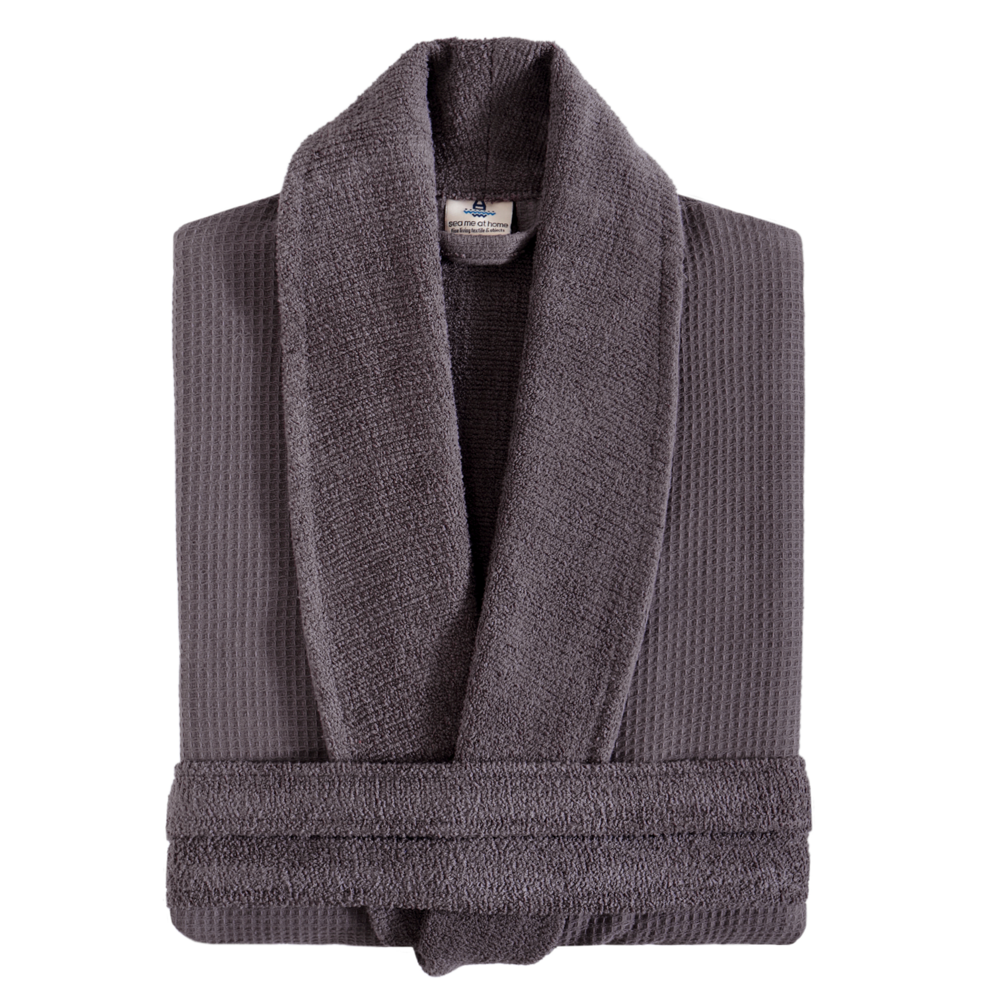 Turkish Cotton Waffle Bathrobe with Plush Terry Inside | Shawl Collar Robe