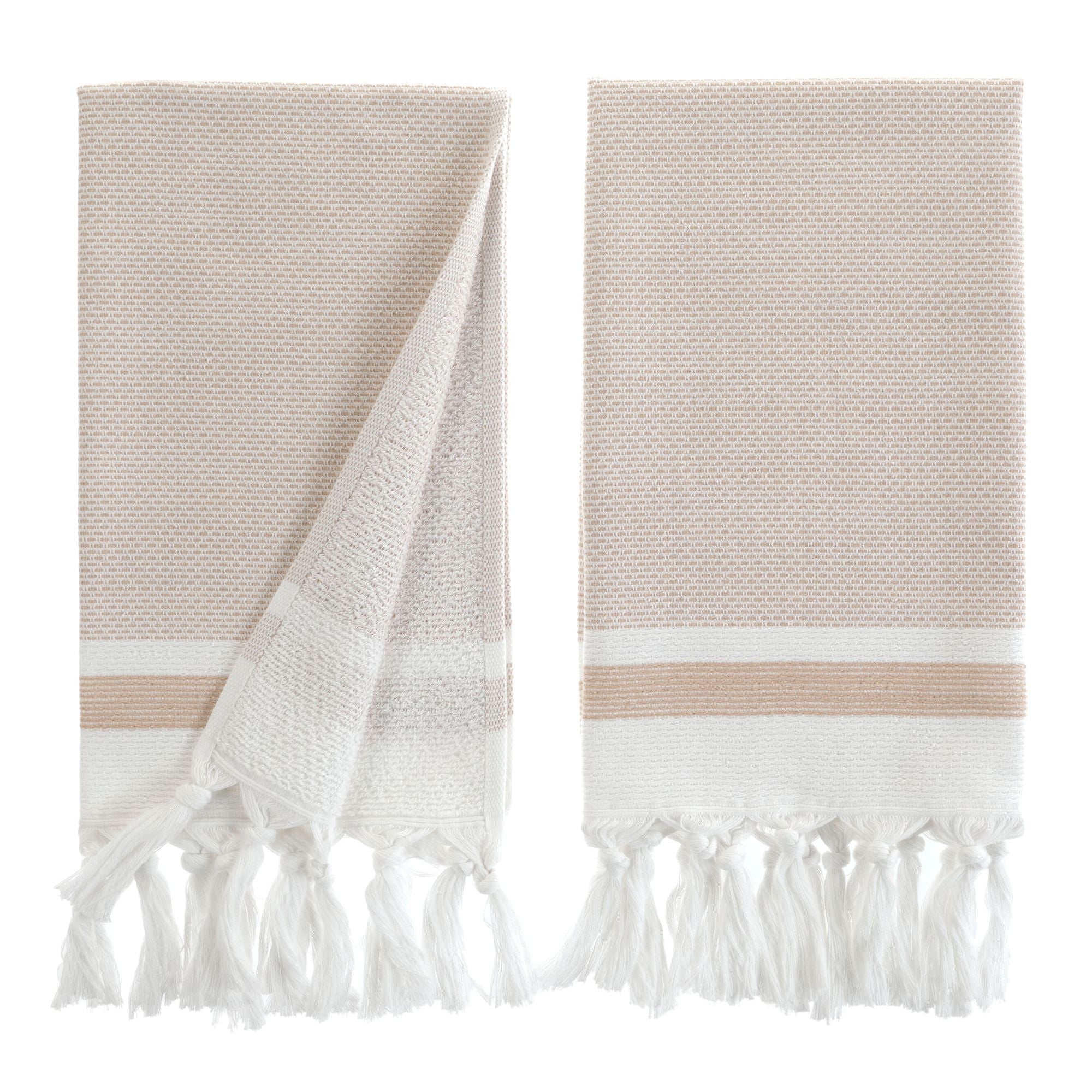 Cotton Hand & Kitchen Towel Set – Woven & Terry, Set of 2