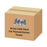 CASE PACK 54 Cats' Moods 100% Cotton Jacquard Kitchen Tea Towel Set of 4